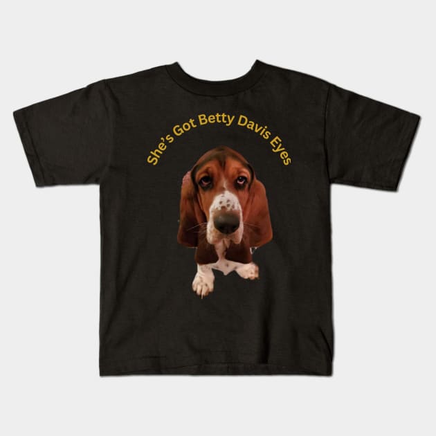 Basset Hound with Betty Davis Eyes Kids T-Shirt by Spacetrap